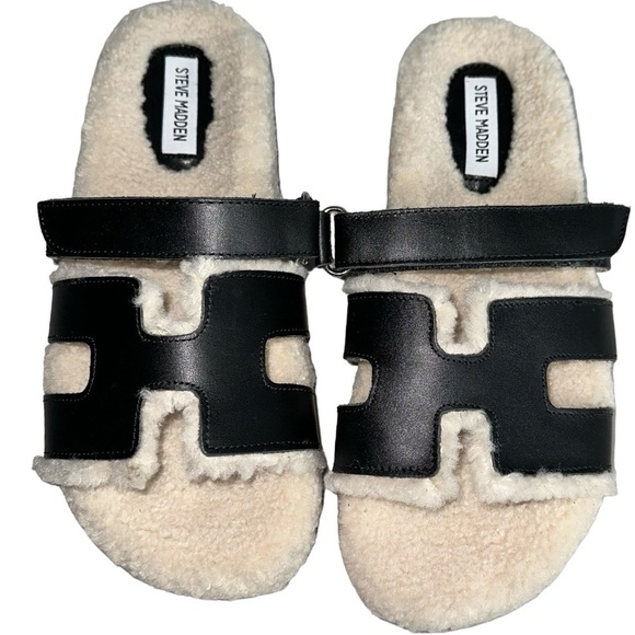 Steve Madden Women's Mayvn  Strappy Footbed‎ Leather Slide Sandals Size 10 - Picture 1 of 5